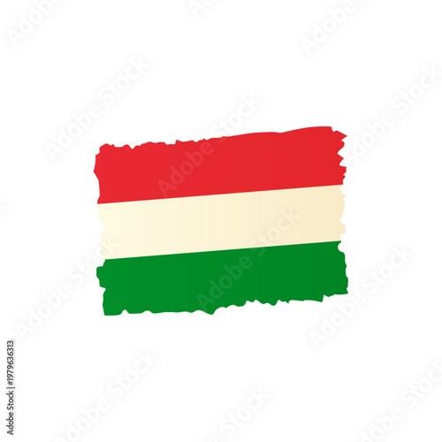 Abstract flag of Hungary with torn edges hand drawn artistic brush stroke vector illustration of Hungarian national symbol isolated on white