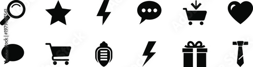 Fathers Day Icons Set with Shopping Cart Star and Best Dad Celebration Vector