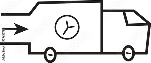 Truck icon with clock symbol for timely delivery and logistics services