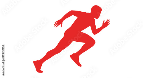 Red silhouette of a man running in motion vector illustration