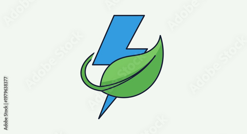 Green Energy Concept: Lightning Bolt with Leaf Symbol
