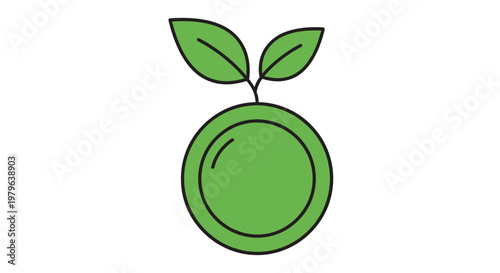 Green Sprout Growing From Circle - Eco-friendly Concept