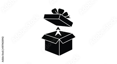 Gift box with an open lid reveals a star shape emerging as a symbol of surprise and celebration.
