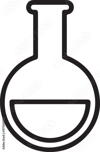 Round bottom laboratory flask icon vector graphic for scientific experiments and chemistry
