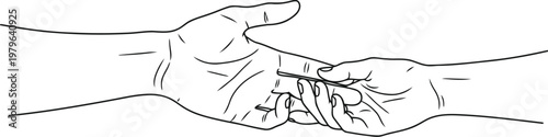 Two hands gently clasped together in a simple, symbolic gesture of connection