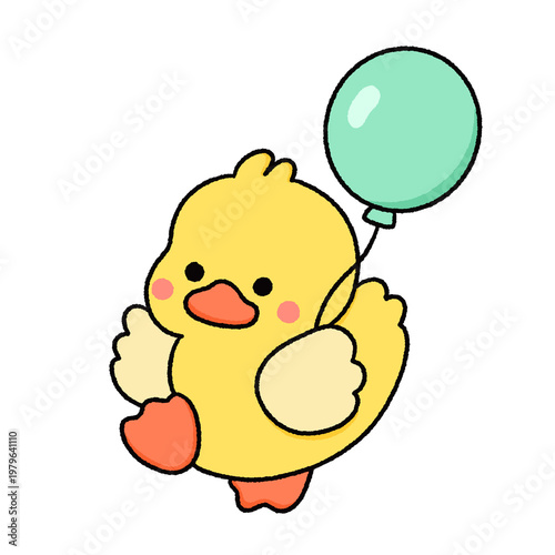 Cute Yellow Duck Kawaii Clipart Set – Hand Drawn Cartoon Duck with Flowers and Accessories