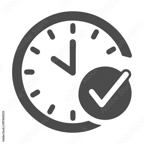 Clock Check Icon Time Management Schedule Deadline Approved Symbol Minimal Solid Design Isolated Png Transparent Background