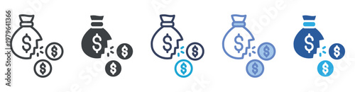 Money Leak icon set multiple style collection