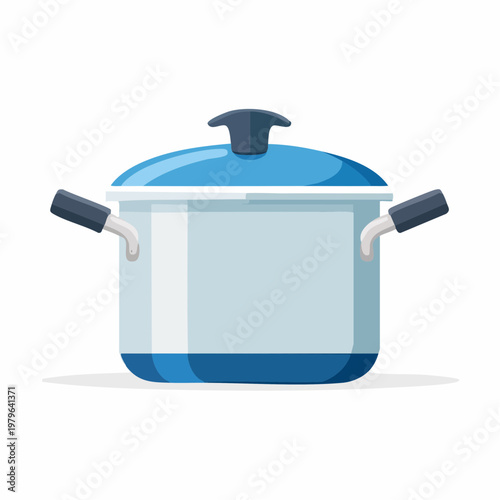 Blue glass pot with lid and handles illustration