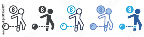 Debt icon set multiple style collection