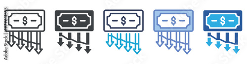 Insolvency icon set multiple style collection