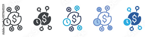 Bankruptcy icon set multiple style collection