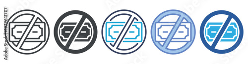 No Money icon set multiple style collection