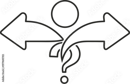 A person contemplating a choice between two opposing directions