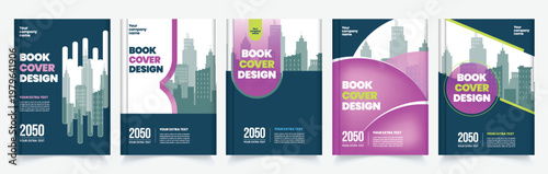 Set of Book Cover Design Brochure Cover Annual Report Magazine Cover corporate business flyer poster design pack A4 print Poster or Flyer Layout bundle copy space creative agency bundle