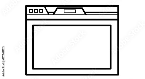 Dishwasher icon, line art, kitchen appliance, home cleaning, modern technology