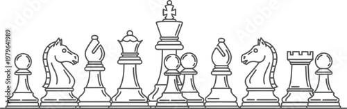A classic chess setup with pieces positioned on a board for a game