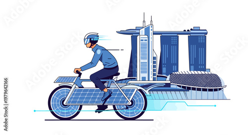 Eco friendly transportation in the city with solar powered bicycle