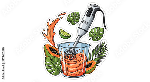 Tropical orange drink blender vector illustration