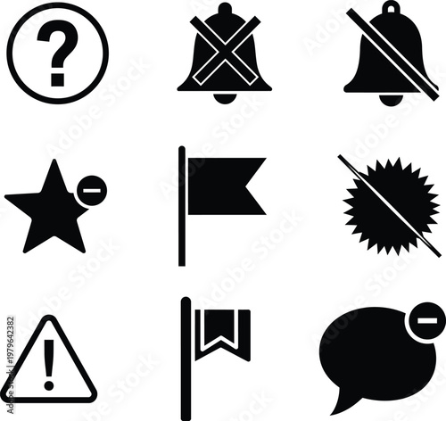 set of black vector icons for user interface design elements  symbols and signs