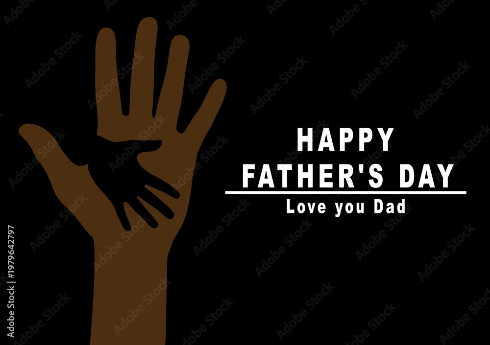 Obraz premium Happy Fathers Day Two Hands Over Love Gesture Vector Stock Illustration