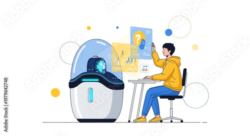 Futuristic interaction with artificial intelligence via holographic interface display session