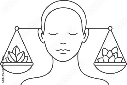 Balancing scales symbolizing justice and equality on a human silhouette