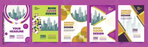 Set of Book Cover Design Brochure Cover Annual Report Magazine Cover corporate business flyer poster design pack A4 print Poster or Flyer Layout bundle copy space a4 print ready poster collections