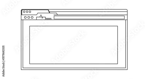 Simple Line Drawing of a Computer Monitor Screen Interface