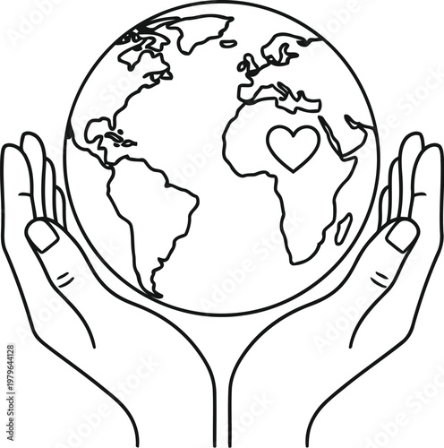 Hands cradling a globe symbolizing global care and environmental stewardship