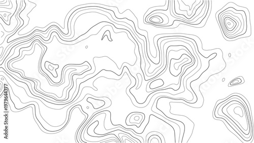 Topographic map with lines on a white background. Geographic map concept. Vector illustration