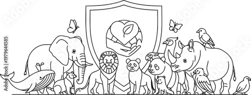 Vintage illustration of a large gathering in an ornate hall with a grand archway