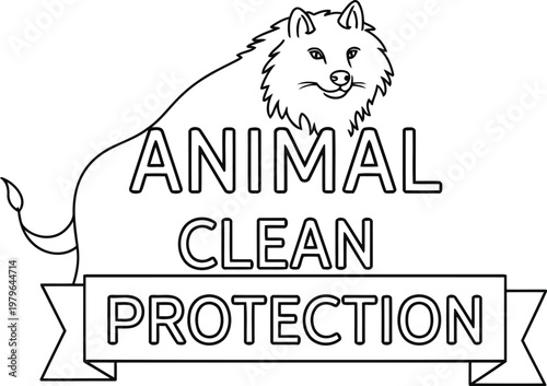 Cartoon animal with banner promoting clean animal protection initiatives