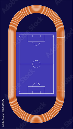 Football field and track illustration
