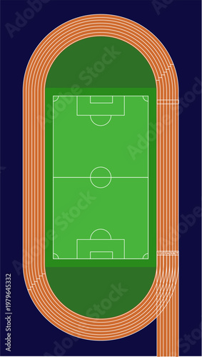 Football field and track illustration
