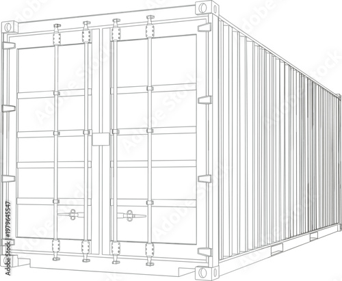 Shipping container illustration, cargo freight storage box for logistics transport industry design vector