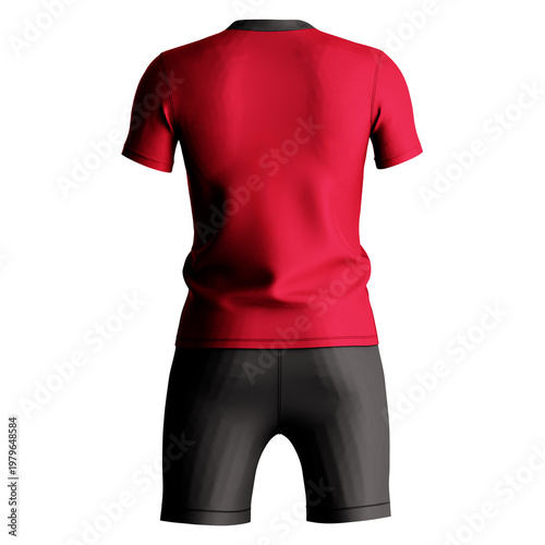 This Back View Breathtaking Jersey Set Mock Up In Cardinal Red Color Is Ideal For Showcasing Your Designs To Captivate Your Audience, Just Add Your Own Design.