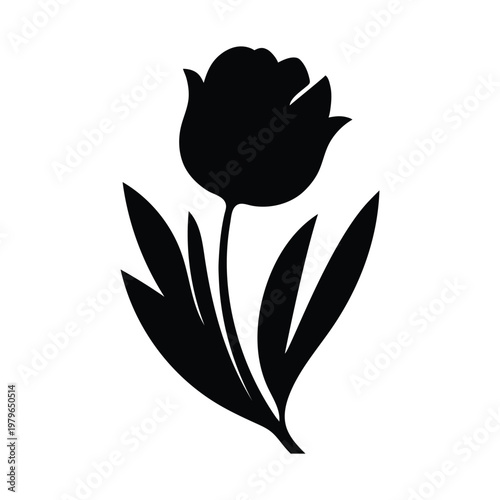 black and white tulip silhouette