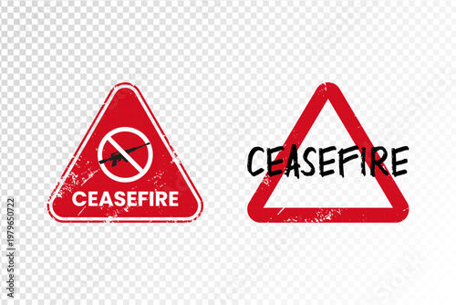 Set of Ceasefire Stamps Grunge Rubber Seal Vector on Transparent Background