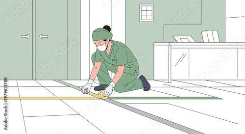 Medical Professional Applying Surgical Tape in Operating Room