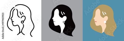 シンプルな女性の横顔アイコン