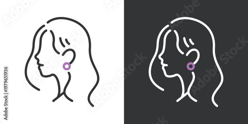 シンプルな女性の横顔アイコン