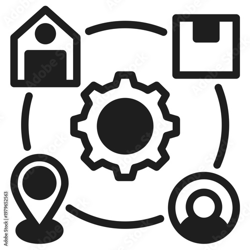 Fotografie Conceptual representation of logistics and supply chain management with key elem