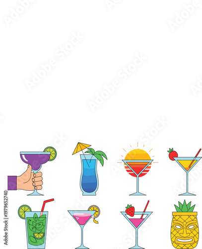 Restaurant and food service icon set featuring chef hat cloche serving tray cutlery coffee cup wine bottle cocktail glass and reserved sign for hospitality design