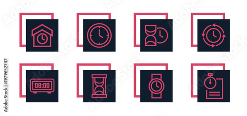 Timer, calendar, countdown, hourglass, digital clock, wall clock, alarm Icons Pack for Website, Apps, and UI Interfaces