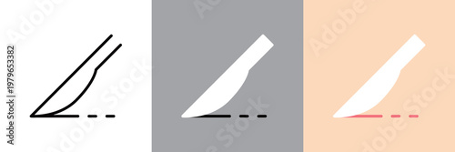 手術のメスで皮膚を切る医療アイコン