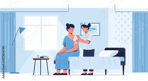 Nurse Administering Injection to Patient in Hospital Room