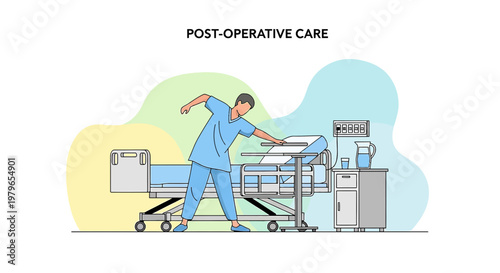 Nurse Adjusting Hospital Bed for Post-Operative Patient Care