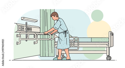 Nurse Adjusting Hospital Bed Rail for Patient Safety and Comfort