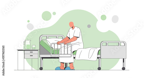Nurse Adjusting Patient's Pillow in Hospital Bed, Healthcare Concept